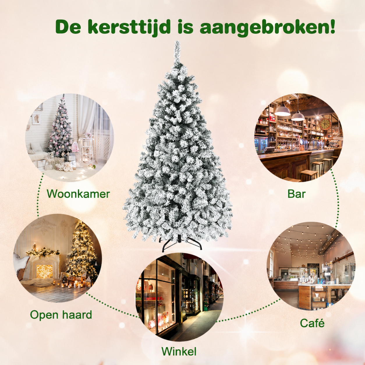 Coast Besneeuwde Kunstkerstboom Wit – 90 x 180 cm – Met 250 Warmwitte LED-Lampjes