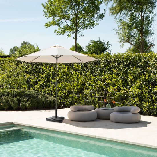 VONROC Premium Stokparasol Recanati Ø300cm – Incl. beschermhoes - Ronde parasol - Kantelbaar – UV werend doek - Beige