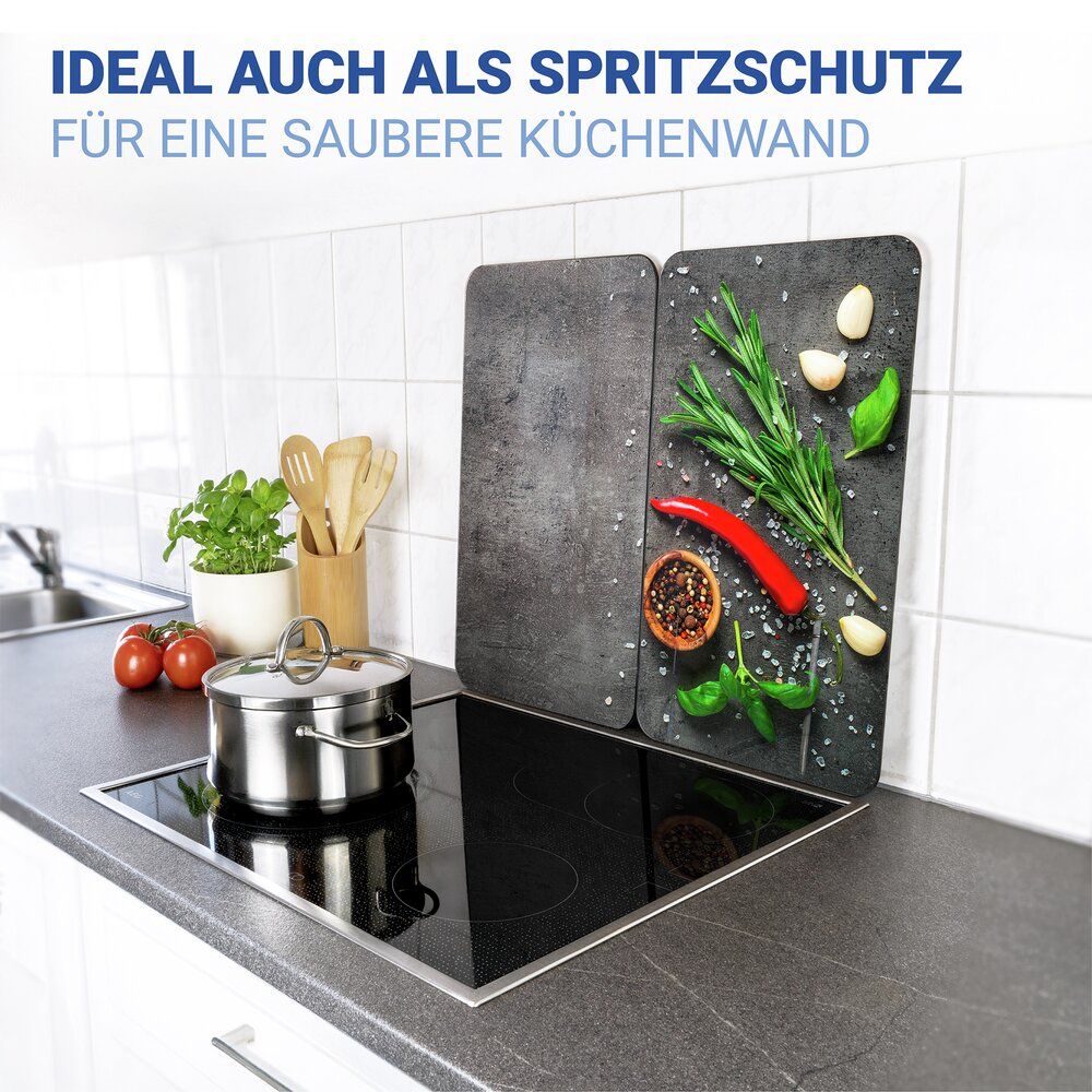 WENKO Rosemary Kookplaatbeschermer Set van 2 – 30 x 52 cm – Veiligheidsglas – Universeel