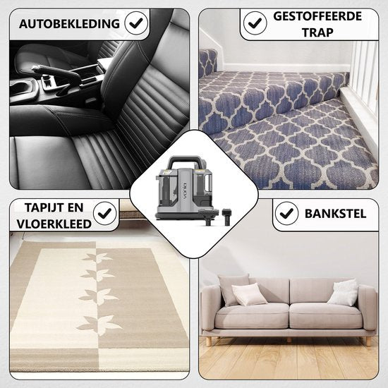 Vonia Tapijtreiniger - Vlekkenreiniger - Bankreiniger - Reinigingsmachine - Bekledingsreiniger - 450W - Grijs