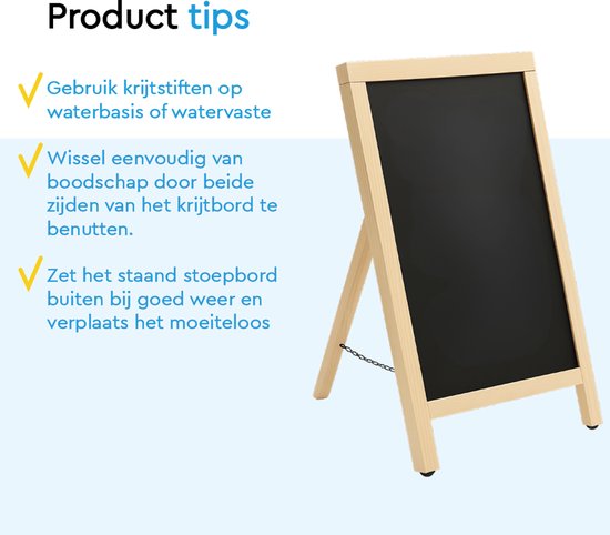 BRASQ Krijtstoepbord Blank - 55x 85 CM - Krijtbord - Reclamebord - Stoepbord - Enkelzijdig - voor Binnen en Buiten - Horeca