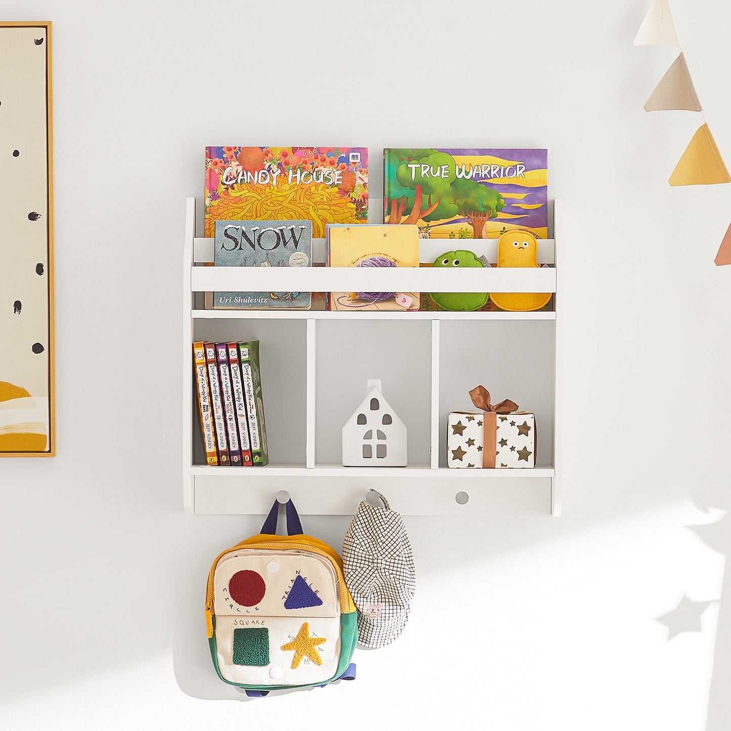 SoBuy Wandplank voor kinderen - Max. 10 kg - 60 x 18 x 51 cm - Wit