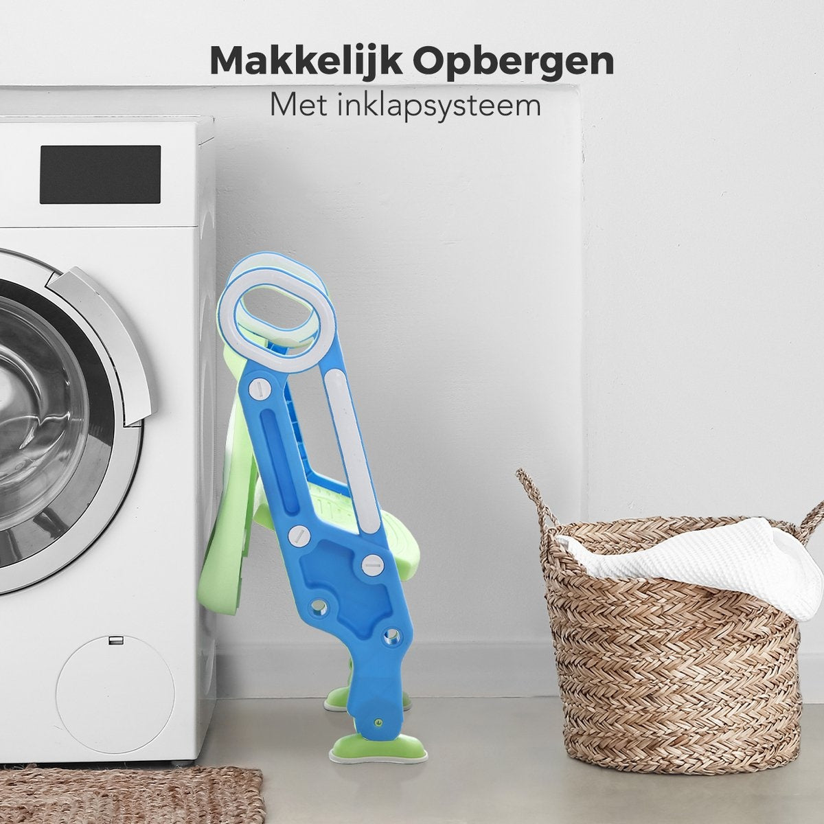 LifeGoods WC Verkleiner met Trapje - Toilettrainer met Opstapje - Potje peuter - 2 tot 7 Jaar - Groen/Blauw