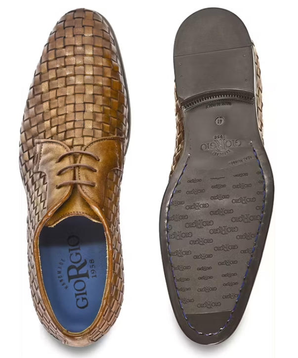 Giorgio Bufalino Lederen Vlechtschoenen - Cognac - maat 47 - Italiaanse stijl & luxe