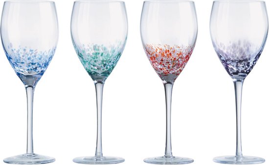 Anton Studio Designs London set van 4 wijnglazen met gekleurde spikkels 35 CL