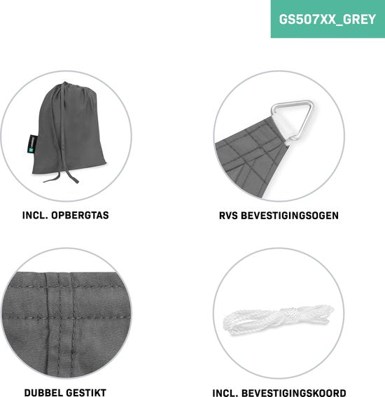 VONROC Premium Schaduwdoek - Tarp - Rechthoek - 400x300 cm – Waterafstotend - Grijs – Incl. Opbergtas en bevestigingskoord