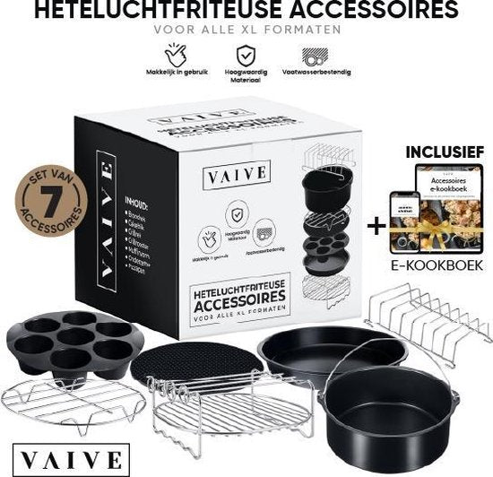 VAIVE Heteluchtfriteuse Accessoires Set - Geschikt voor alle Airfryer XL en XXL - ⌀ 20 cm