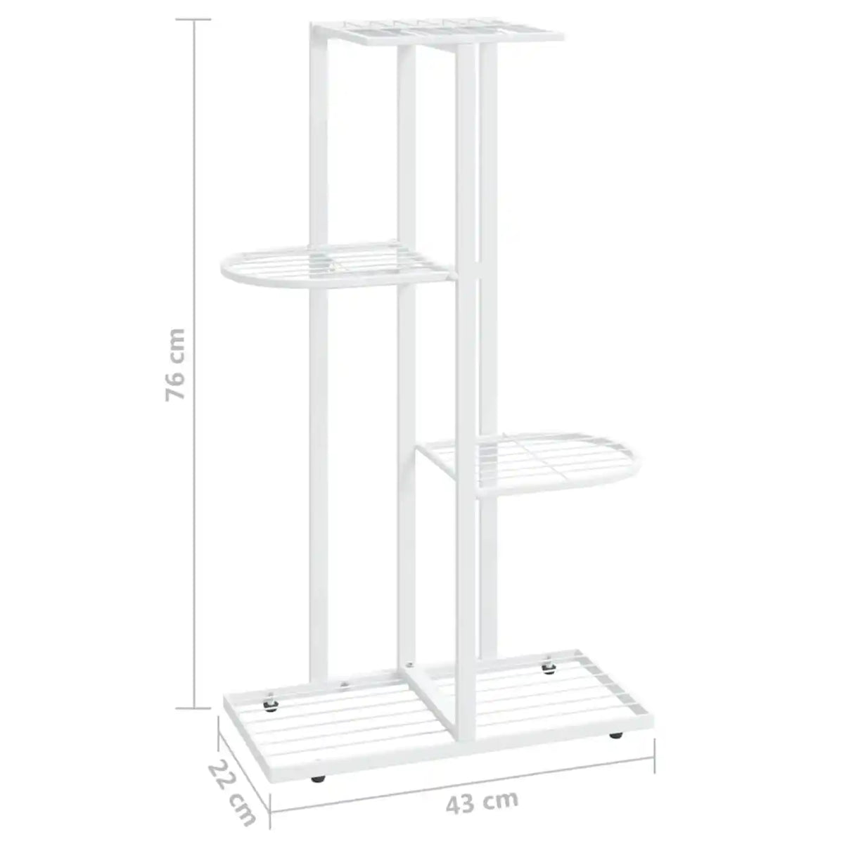 MINGHOU Plantenrek 4-Laags - Wit - 22 x 43 x 76 cm - Metaal, Binnen & Buiten