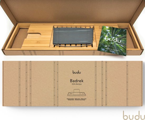 Budu Badplank Bamboe - Badplank voor in bad - Verstelbaar badrek - Houten badplank - Badrekje - Badplank hout - 70-105 cm