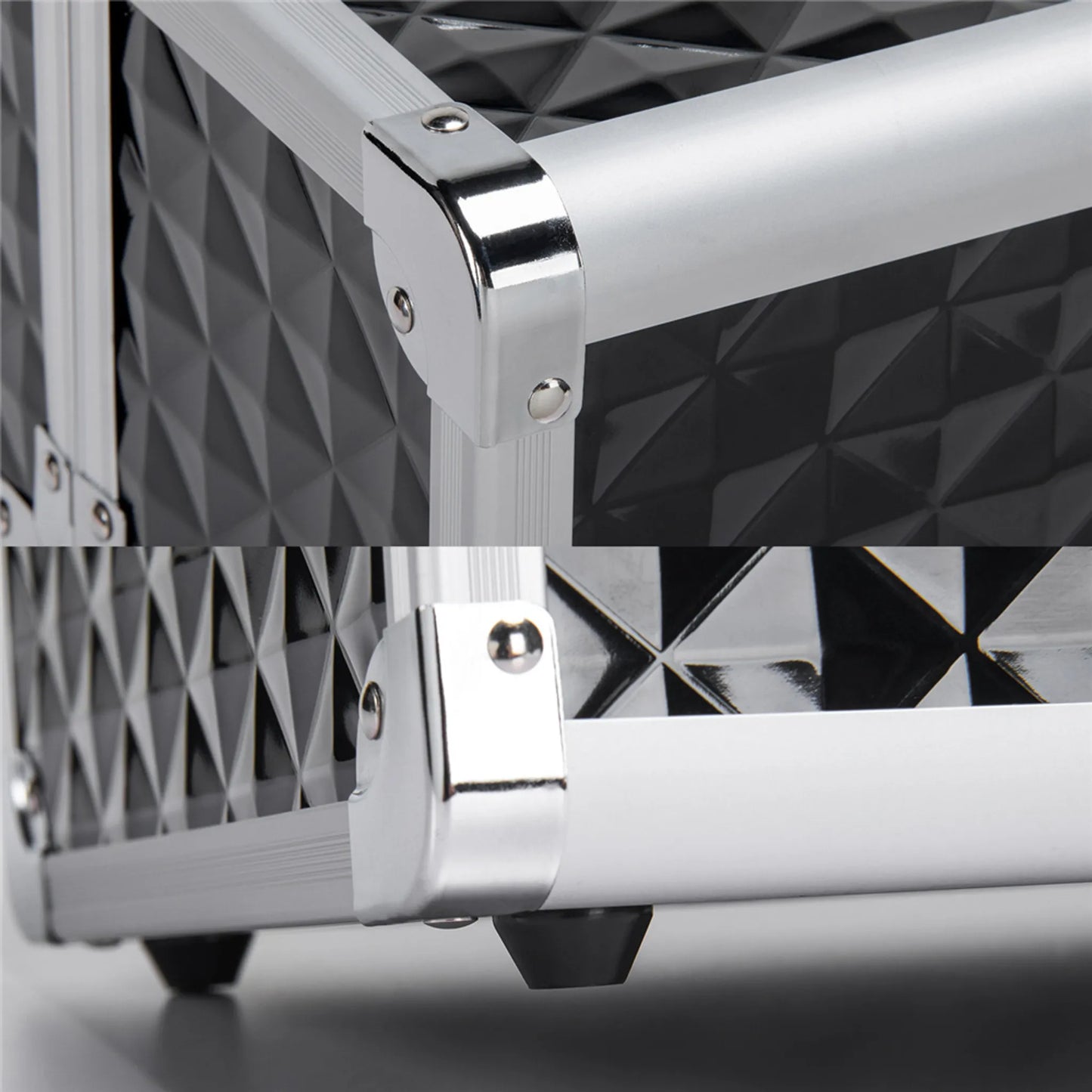 Yaheetech Make-upkoffer Beautycase – Voorzien Van 3 Lagen En Verstelbare Tussenschotten En Slot Met Sleutels – Voor Visagisten En Kappers – Zwart Aluminium – 34,7 x 22,2 x 25 cm