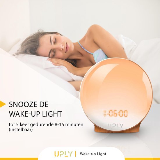 UPLY Wake Up Light - Smart Clock Met USB Oplaadpunt - Lichtwekker - Wekker Radio met 4 Alarmen - Google Home | Amazon Alexa