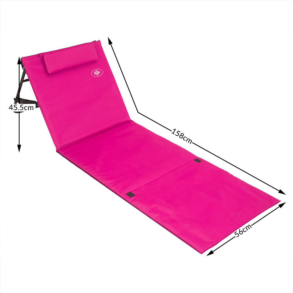 Detex Strandmat Rugleuning Draagriem Zijtas 158x56x45,5cm Roze