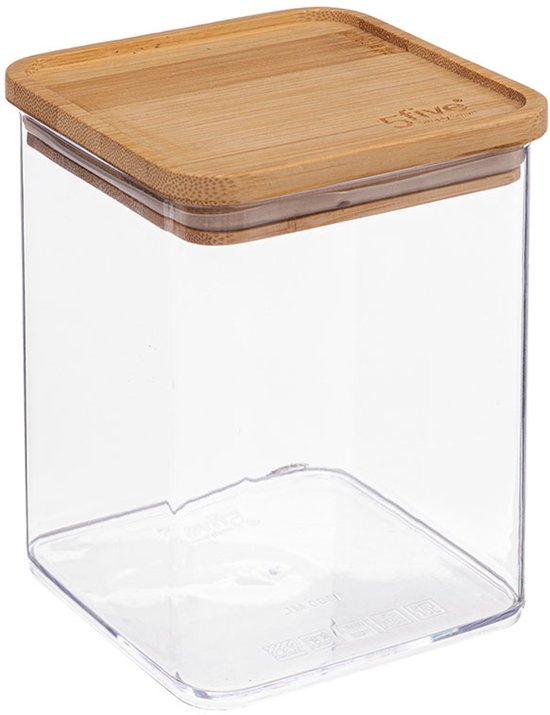 5Five - Keuken opslag voorraadpot - Berlino - kunststof/bamboe - 1500 ml - voedsel - 10 x 20 cm