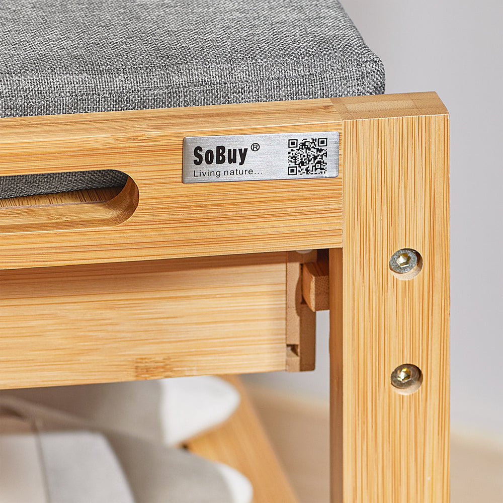 SoBuy FSR49-N Schoenenkast 2 Legplanken Bamboe