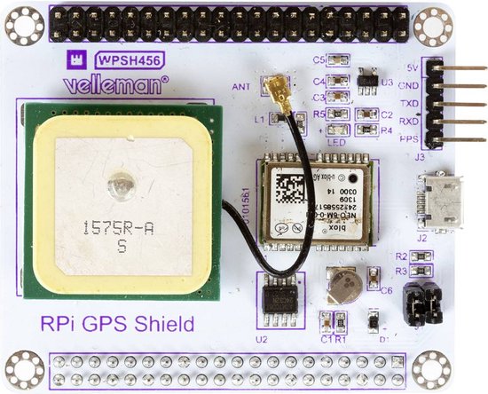 Whadda - NEO-6M GPS-shield voor Raspberry Pi - Keramische antenne - 50-kanaals GPS-ontvanger