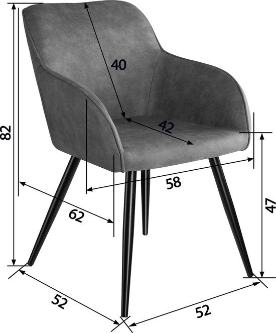 tectake - Stoel Marilyn stof grijs / zwart SKU: 403666
