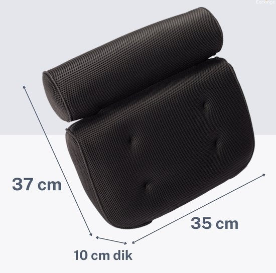 Earkings Badkussen met 6 Zuignappen en Ophanghaak - Bad Kussen voor in Bad - Bad Accessoires Nekkussen Bad - Hoofdsteun Bad Zwart