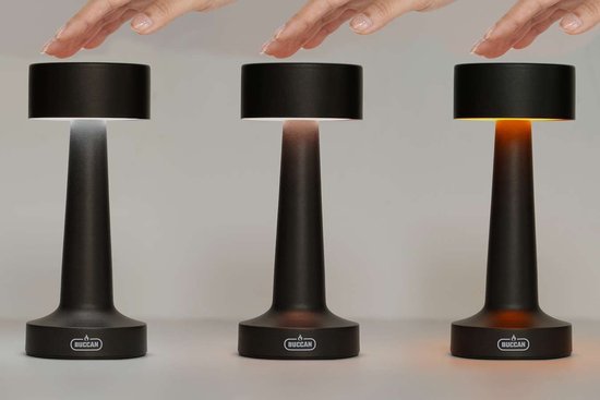 Buccan - Dumbbell tafellamp - Zwart - 3 lichtstanden en touchpanel