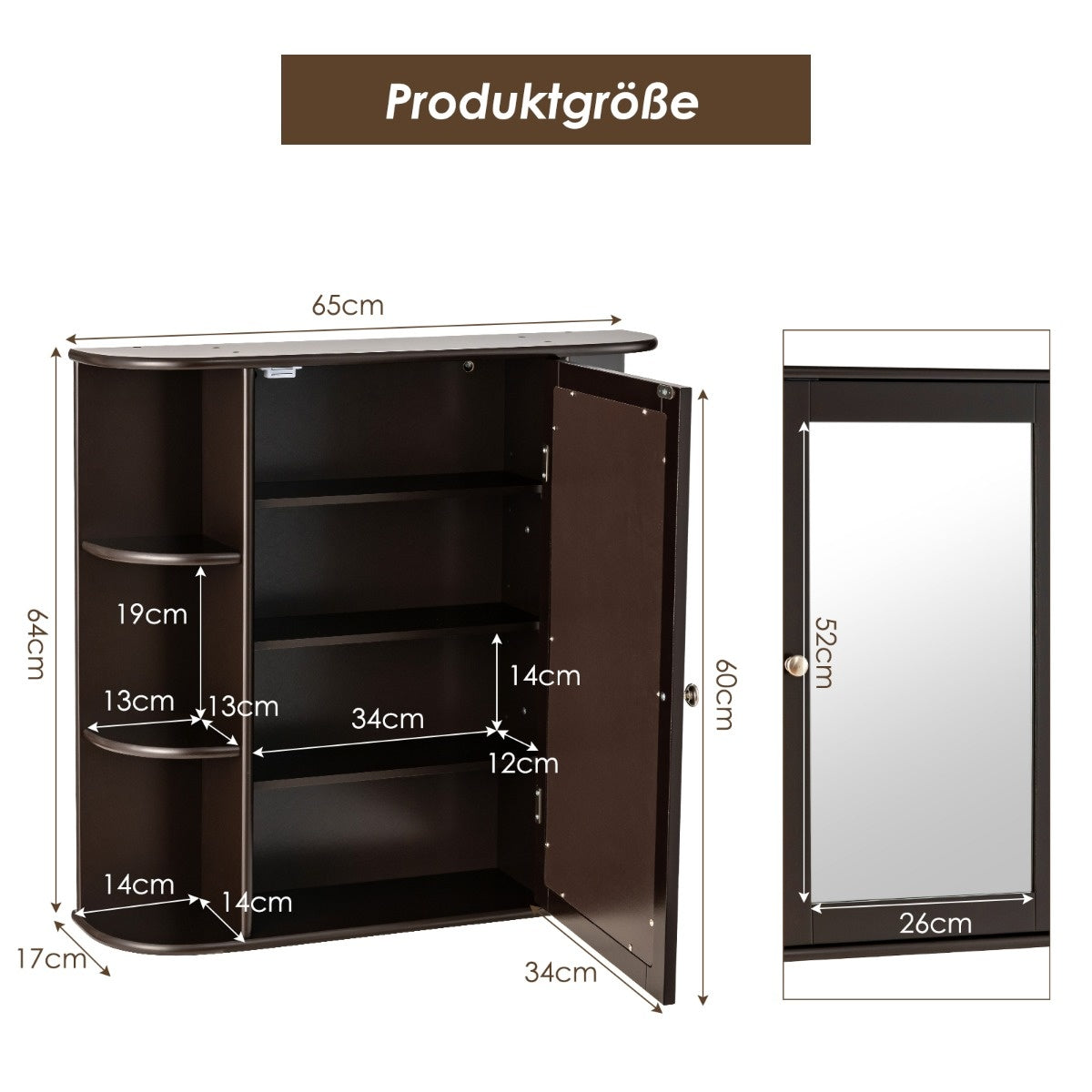 Coast -Badkamer - Medicijnkast - Bruin - 66 x 16,7 x 63 cm