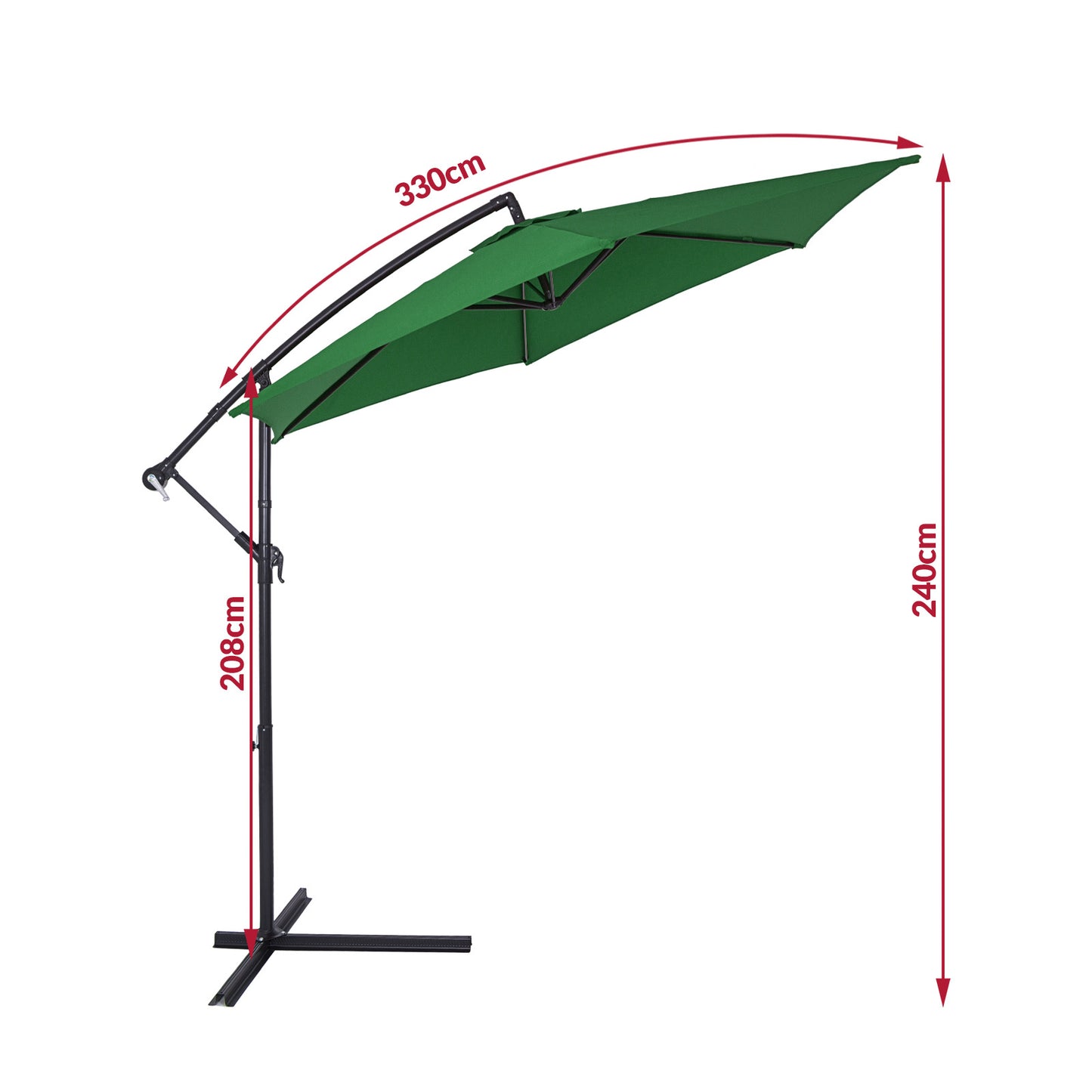 Kingsleeve Zweefparasol - Ø330cm UV-Bescherming 50+ Slinger - Groen