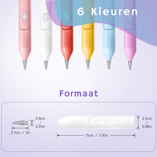 Rubye® – Elektrische Diamond Painting Pen – Met Vacuümtechniek – Oplaadbaar via USB-C – Comfortabel in Gebruik – Voor Ronde en Vierkante Steentjes – Wit