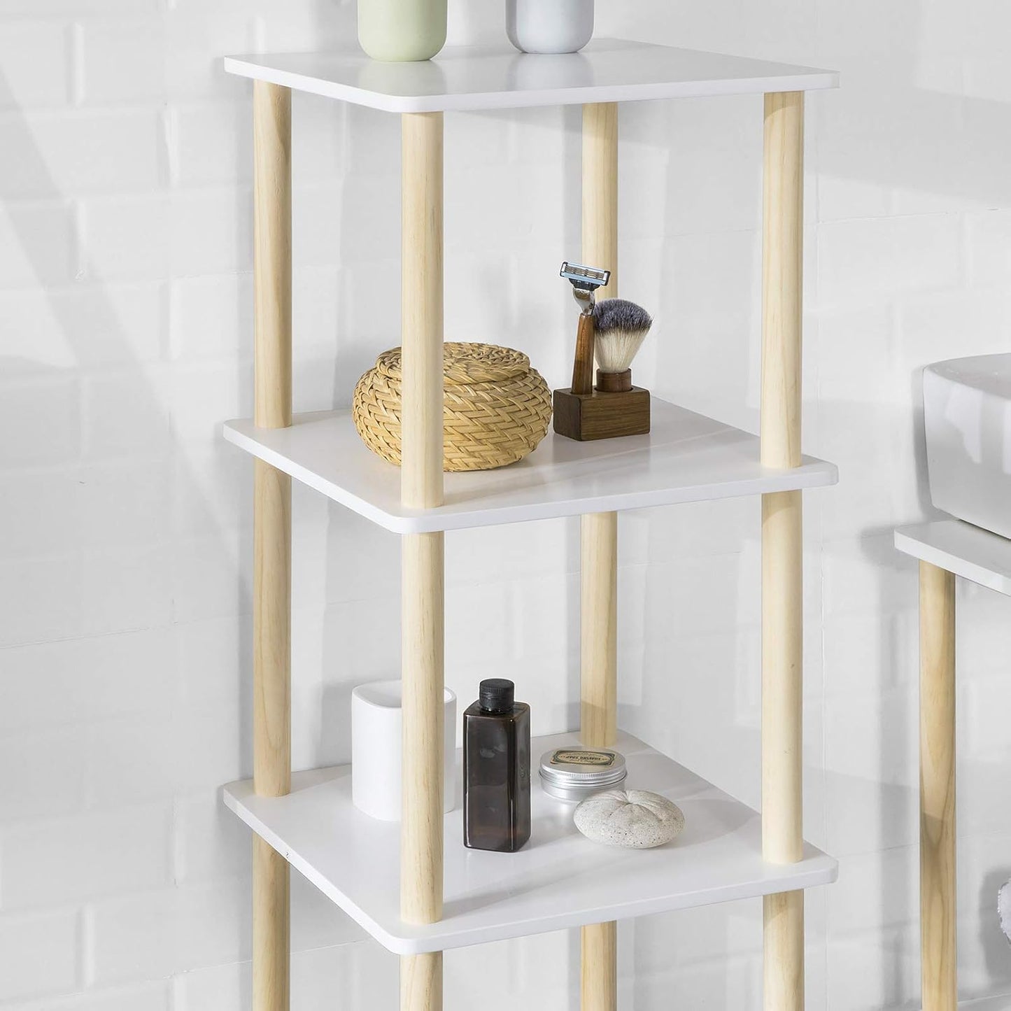 SoBuy Opbergkast - Naturel - Max. 10 kg per plank - 36 x 36 x 106 cm - Wit