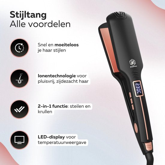 Beeperfect® Stijltang Pro Straight - Stijlen & Krullen - Stijltangen - Hair Straightener - 80℃ t/m 230℃ - Incl. Hittemat