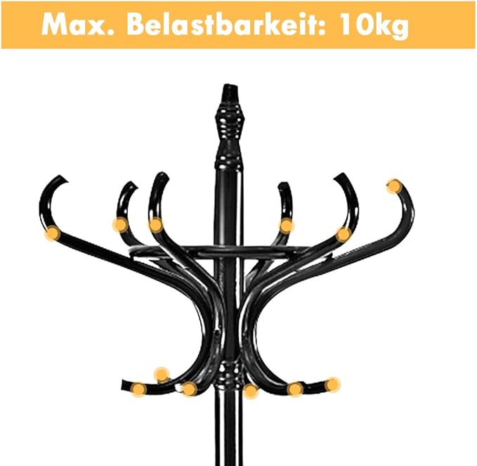 Coast Kapstok - 12 kledinghaak met Parapluhouder - 184 cm - Zwart
