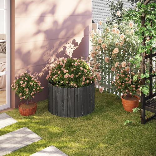 Woltu Flexibele Houten Tuinafsluiting - Antraciet - 203 x 60 cm