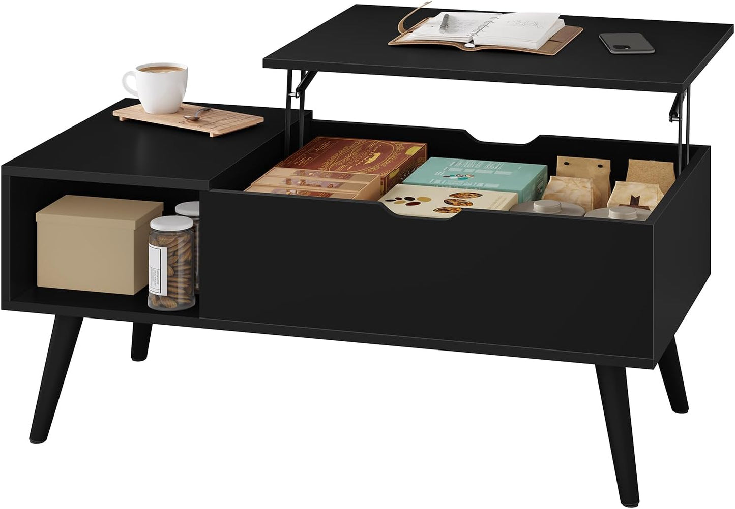 Woltu Salontafel in Hoogte verstelbaar - 100 x 57 x 50 cm - Zwart