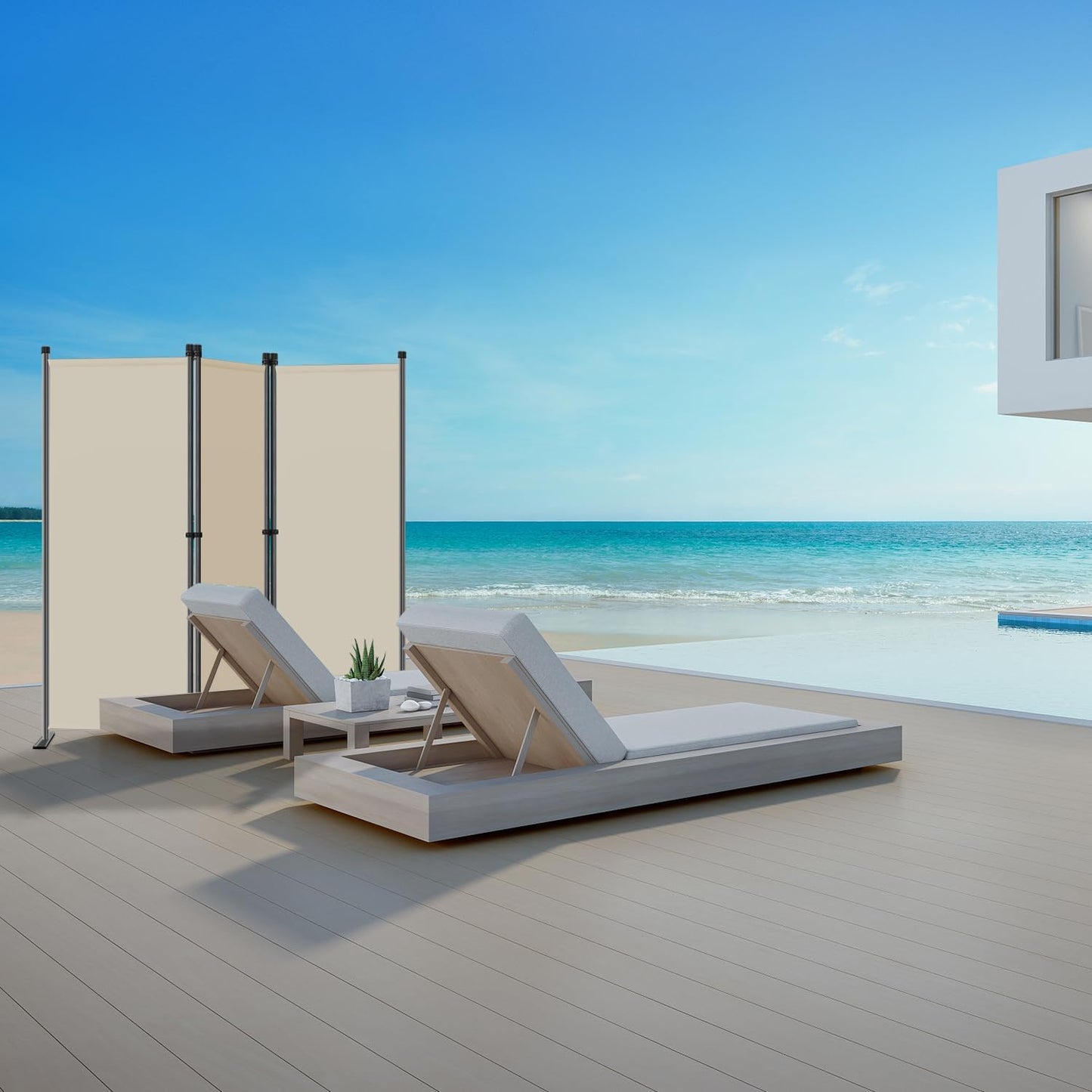 Angel Living Kamerscherm - 3 Panelen - 168 x 165 cm - Beige