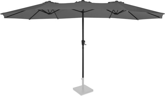VONROC Premium Parasol Iseo - 460x270cm – Dubbele parasol – Duurzaam - UV werend doek - Grijs – Incl. beschermhoes