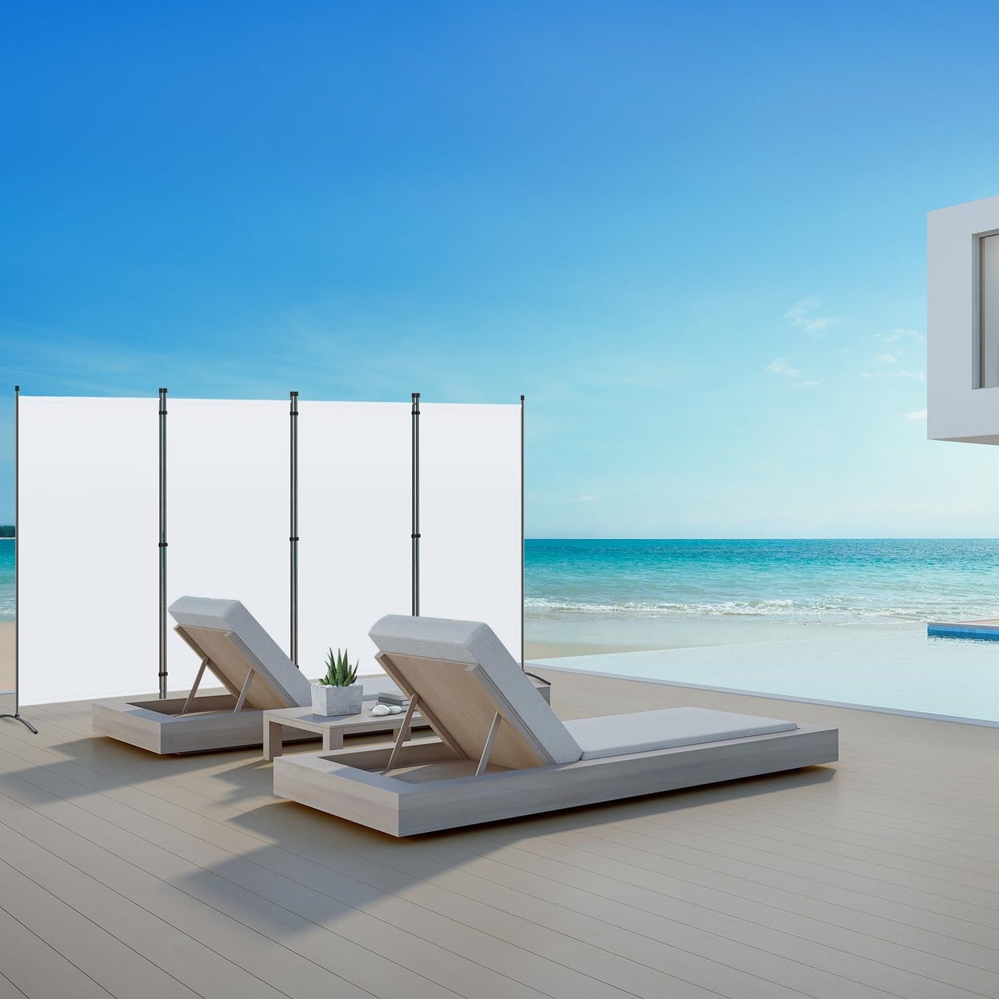 Angel Living Kamerscherm - 4 Panelen - 324 x 170 cm - Wit