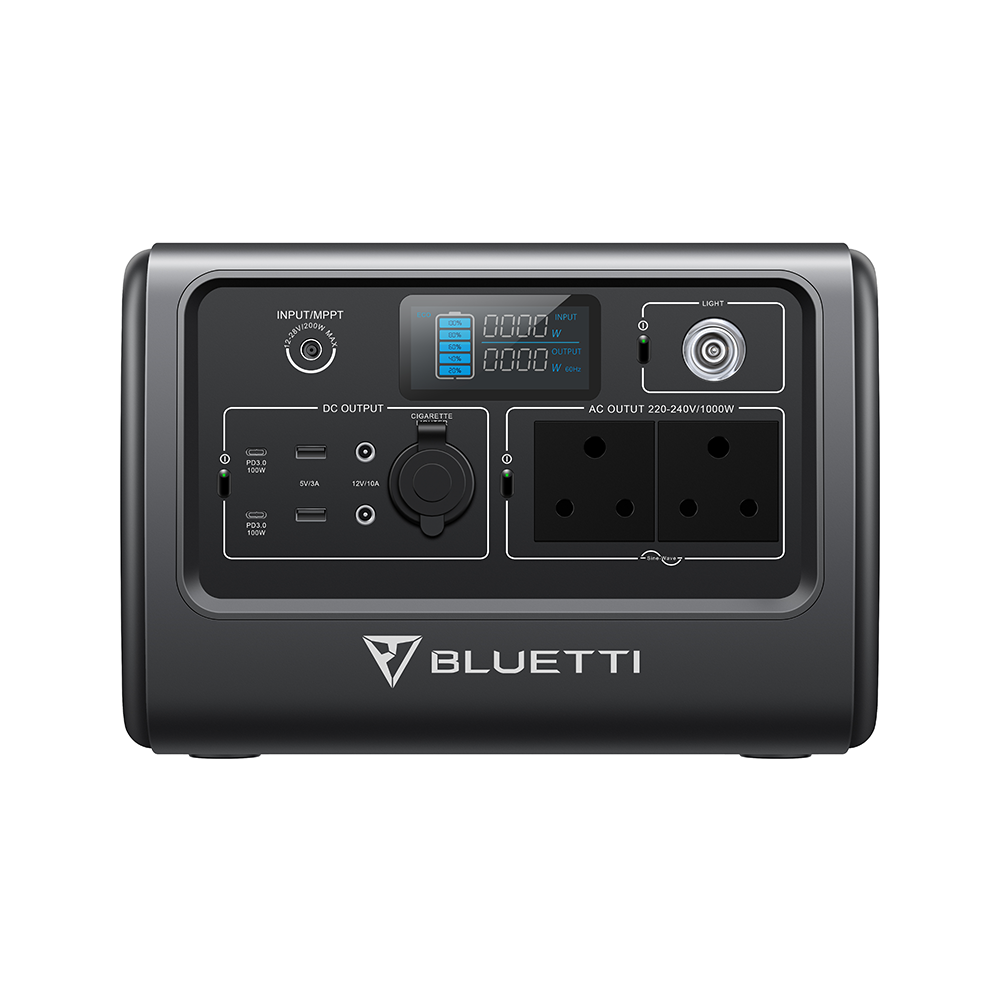 Bluetti EB70 Grijs – 716Wh / 1000W Draagbare Power Station – 32 x 21,6 x 22,1 cm