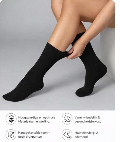 Heldenwerk Premium Diabetikersokken Heren 43-46 – 6 Paar – Naadloos, Zonder Strakke Elastiek, Comfortband – Zwart