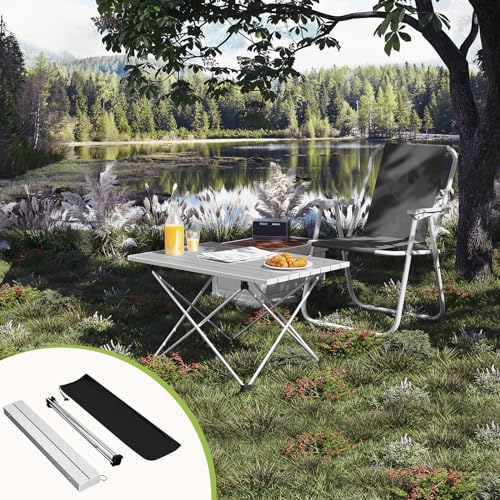 Woltu Vouwtafel Campingtafel Picknicktafel Aluminium Zilver 68 x 46 x 40 cm