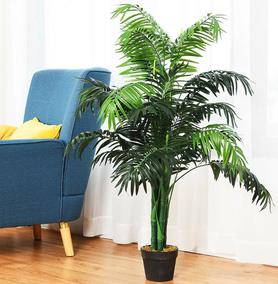 1,1 meter hoge kunstmatige Areca-palm - Decoratieve zijden boom met mand voor binnen en buiten