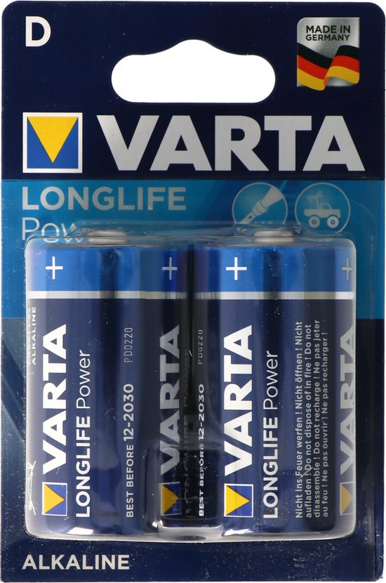 Varta Longlife Power D Batterijen - High Energy Alkaline - 2 Stuks