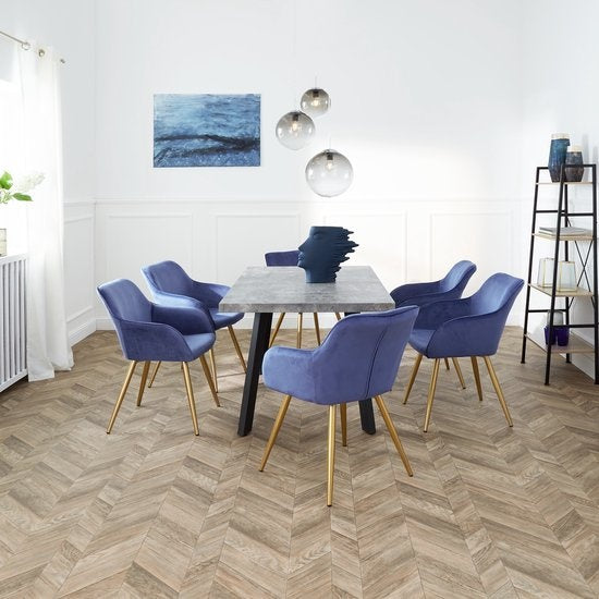 tectake® - Stoel - eetkamerstoel - Marilyn fluweellook zwart - 403663