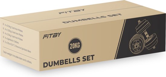 Fitby Dumbbells 20 KG - Dumbbell - Gewichten Set - Verstelbare Dumbells - Halterset - Dumbbell Set