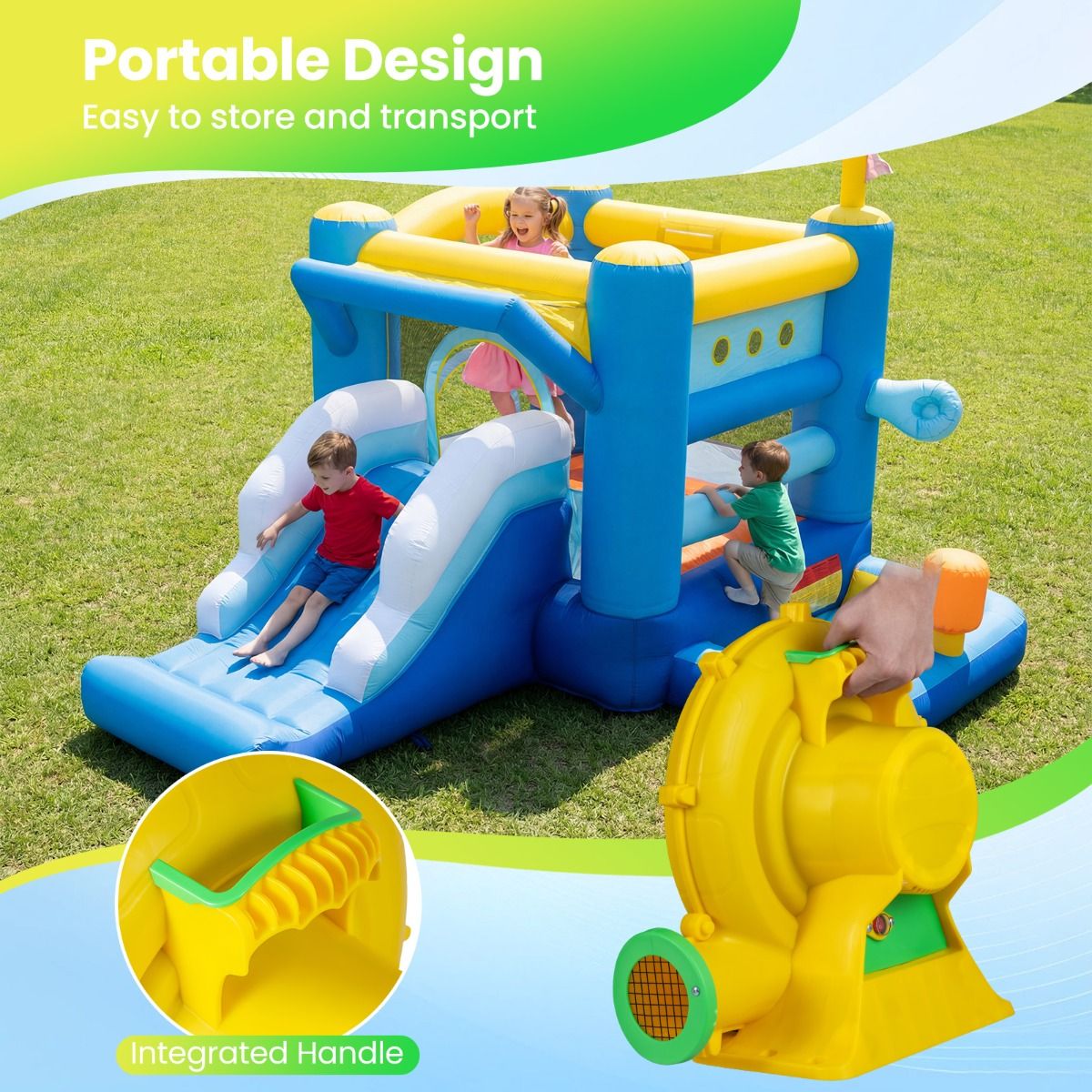 Coast Luchtblazer - krachtige motor - met grondankers - geel 43 x 21 x 42 cm