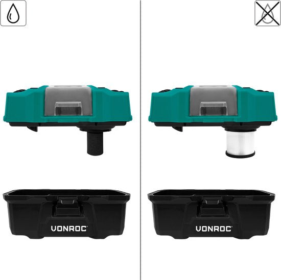 VONROC Compacte alleszuiger / stofzuiger - 20V - Incl. Diverse accessoires – Zonder accu & lader