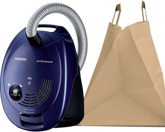 Siemens VS06A111 SynchroPower Stofzuiger met zak – Compact – 600 W – 4L stofzak – Blauw/Zwart