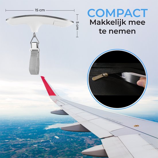 TTD® Kofferweegschaal - Tot 50 kg - Bagageweegschaal - Bagageweger - Hangweegschaal - Digital Luggage Scale - Kofferweger - Reizen met Vliegtuig - kg/g/lbs/oz - Inclusief Batterijen - Wit