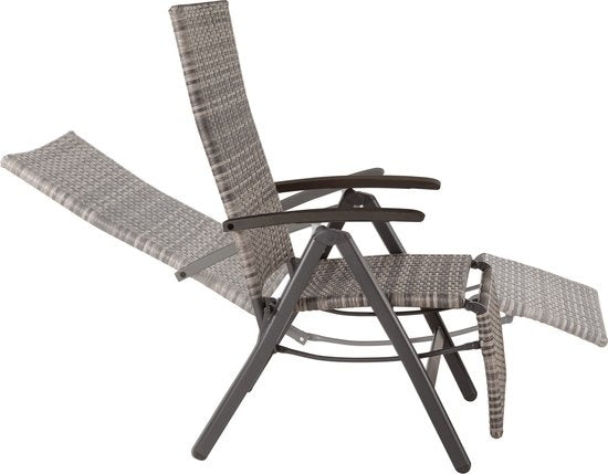 Tectake Tuinstoel - Opklapbaar - Incl Aluminium Frame en Voetsteun - Grijs