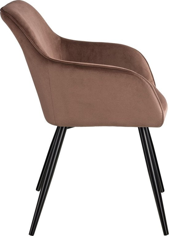 tectake® - Stoel - eetkamerstoel - Marilyn fluweellook zwart/bruin - 403661