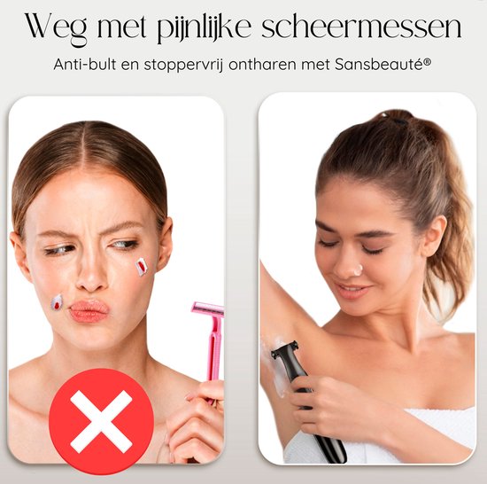 4-in-1 Bikinitrimmer - Sansbeauté® - Gezicht - Oksels - Benen - Bikinilijn - Wenkbrauw Trimmer - Gezichtsontharing Dames - Intieme Zone - Ladyshaves Bikini - Ontharingsapparaat Electrisch