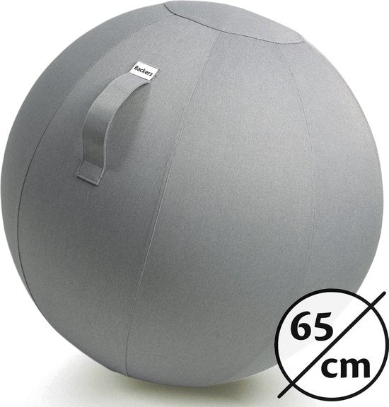 Bckz Zitbal Kantoor en Thuis 65 CM - Luxe Yoga Bal - Zitballen met Hoes - Ergonomische Bureaustoel Bal - Linnen Lichtgrijs