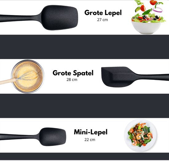 VAIVE Spatel set 6 Stuks - Spatel silicone - Spatelset – Keukengerei – Pannenlikker - Bakspaan- Pottenlikker