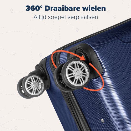 TRVLMORE Kofferset - 3 Delig - 38L Handbagage + 70L en 110L Ruimbagage - Lichtgewicht - Trolley - Reiskoffer Set - Donkerblauw